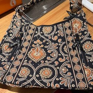 Vera Bradley Black and Brown Paisley Shoulder Bag